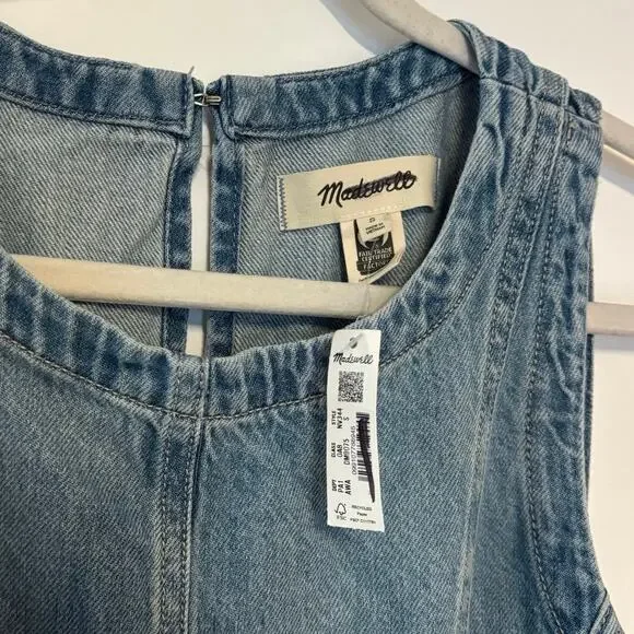 NWT Madewell Circle Mini Dress: Airy Denim Edition Ashbury Wash Size Small - Picture 6 of 9